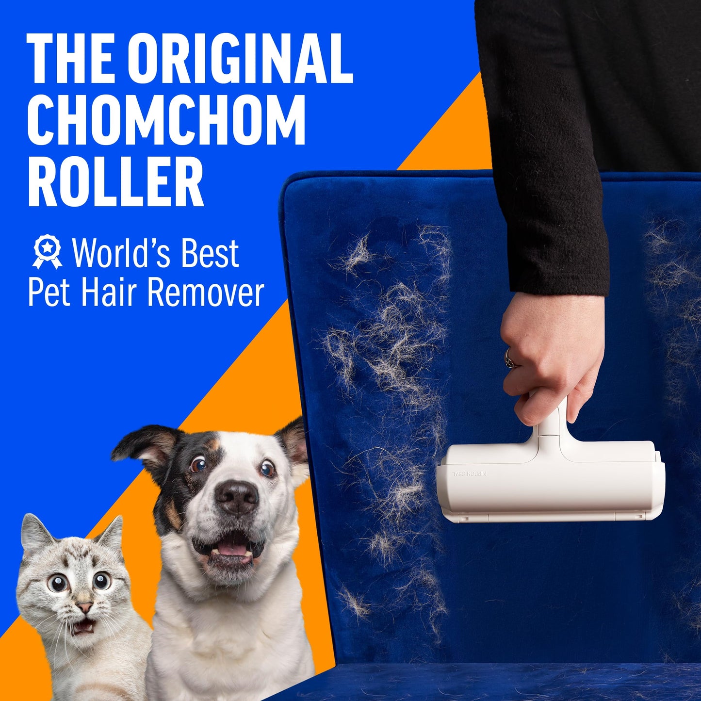 Chom Chom Roller: Reusable Pet Hair Remover for Furniture, Carpets, Clothing, and Bedding