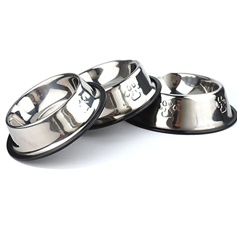 Stainless Steel Skidproof Pet Bowl Set - Anti-Ant Design for Dogs and Cats - Available in 6 Sizes