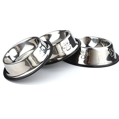 Stainless Steel Skidproof Pet Bowl Set - Anti-Ant Design for Dogs and Cats - Available in 6 Sizes