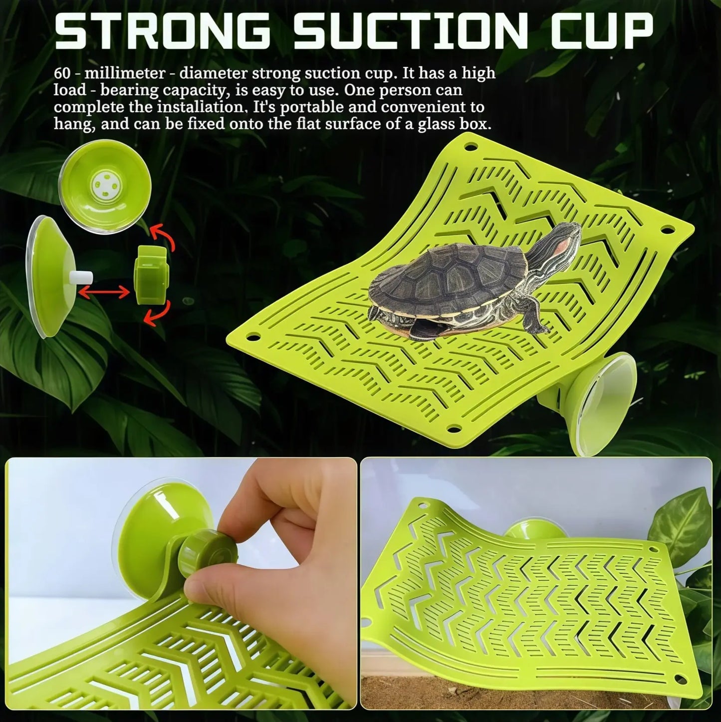 Herpify Versatile Plastic Reptile Hammock with Vented Plate and Suction Cups - Perfect for Frogs, Lizards, Bearded Dragons, Crested Geckos, and Snakes