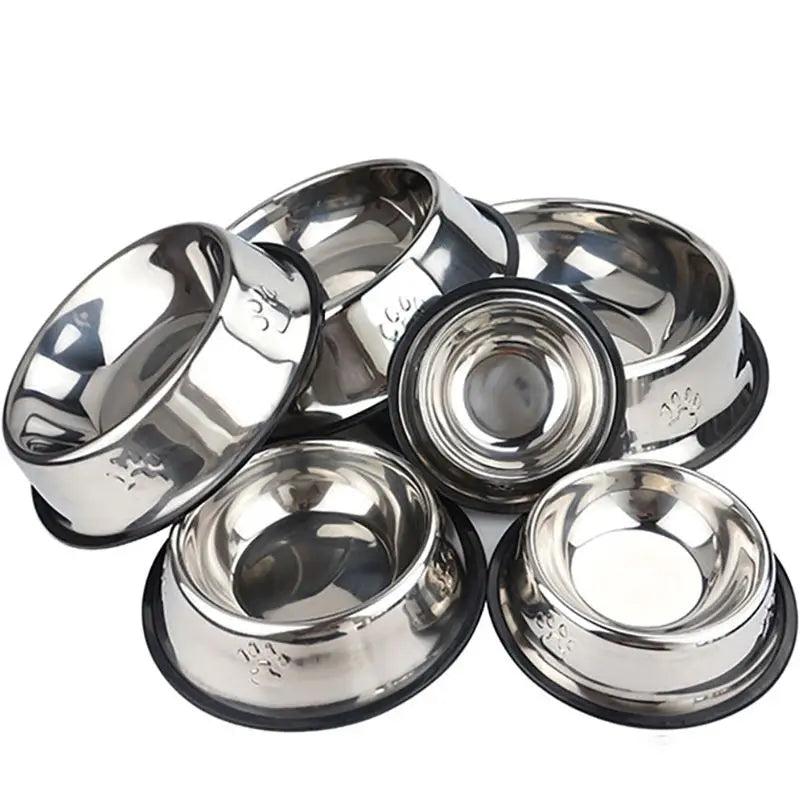 Stainless Steel Skidproof Pet Bowl Set - Anti-Ant Design for Dogs and Cats - Available in 6 Sizes