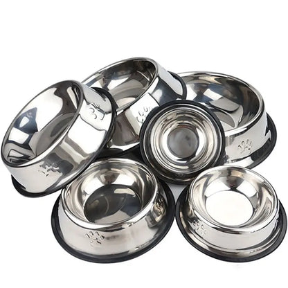 Stainless Steel Skidproof Pet Bowl Set - Anti-Ant Design for Dogs and Cats - Available in 6 Sizes