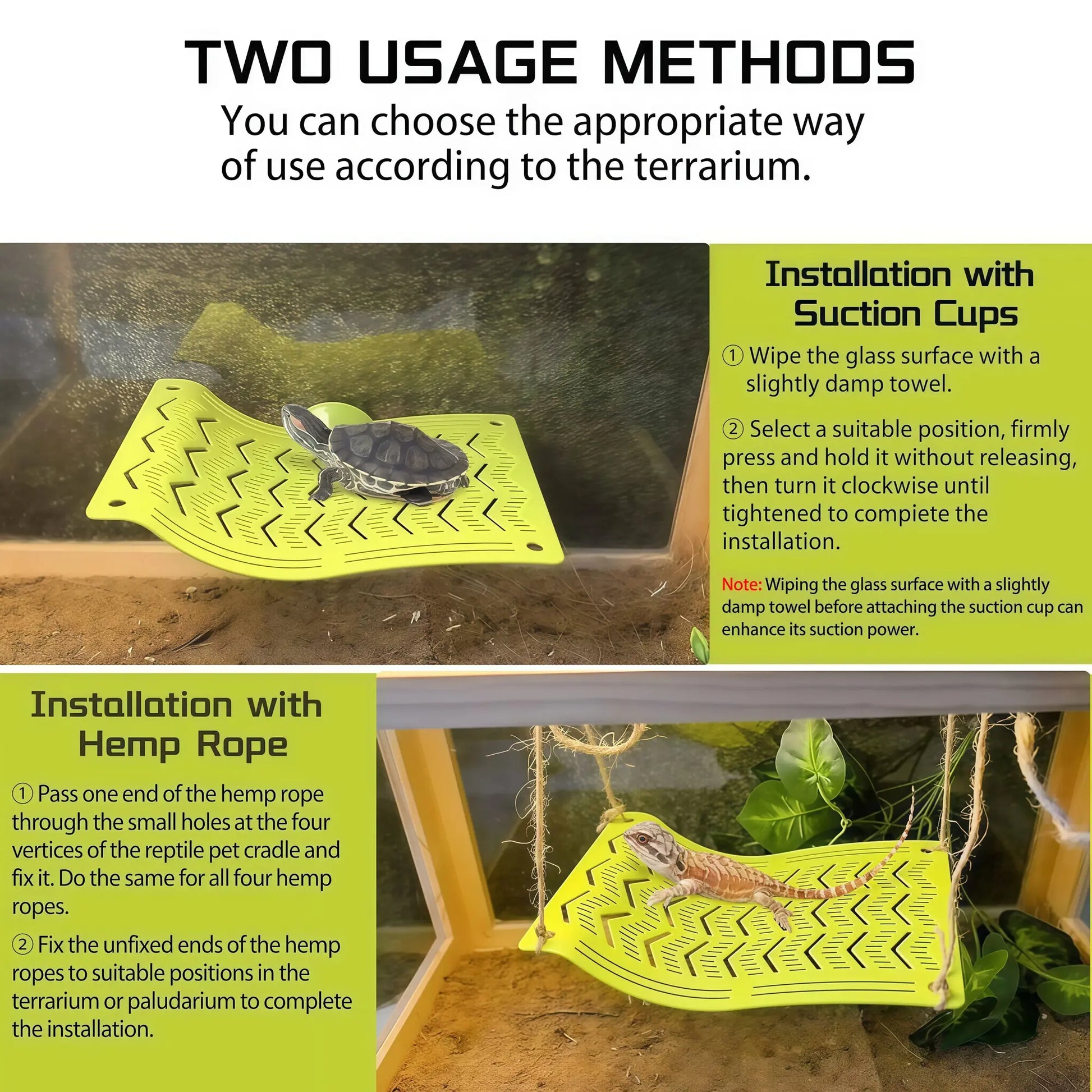Herpify Versatile Plastic Reptile Hammock with Vented Plate and Suction Cups - Perfect for Frogs, Lizards, Bearded Dragons, Crested Geckos, and Snakes