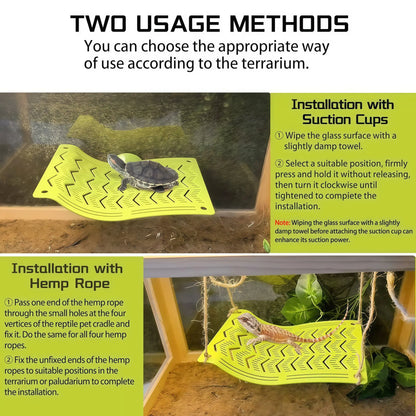 Herpify Versatile Plastic Reptile Hammock with Vented Plate and Suction Cups - Perfect for Frogs, Lizards, Bearded Dragons, Crested Geckos, and Snakes
