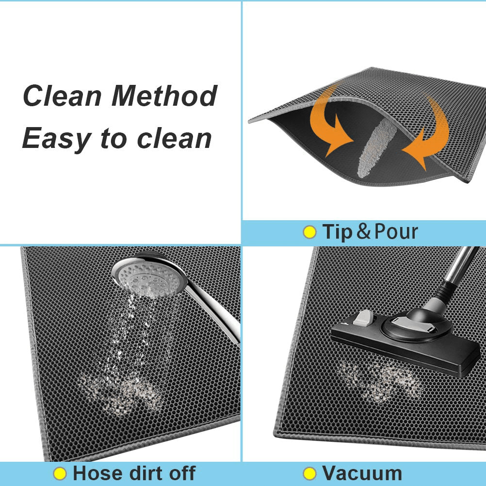 Premium Waterproof Double Layer Cat Litter Mat with Honeycomb Design - Non-Slip, Washable EVA Pad for Effective Litter Trapping
