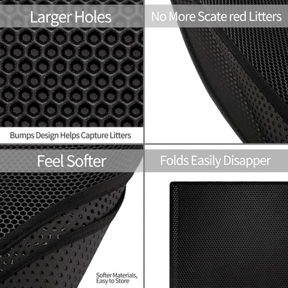 Premium Waterproof Double Layer Cat Litter Mat with Honeycomb Design - Non-Slip, Washable EVA Pad for Effective Litter Trapping