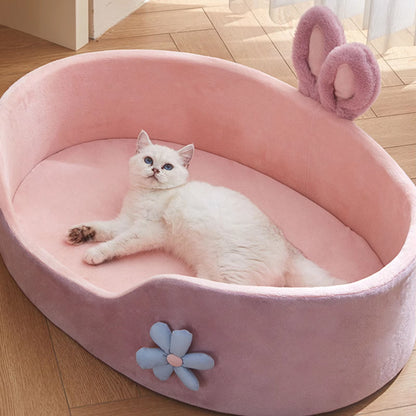 Detachable and Washable Pet Bed - Soft, Comfortable, and Warm Sleeping Solution for Dogs and Cats in All Seasons