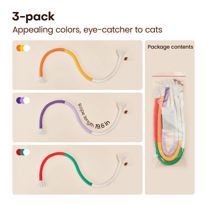 Potaroma 3-Piece Interactive Cat Chew Rope Toys for Safe Dental Care and Calming for Indoor Kittens