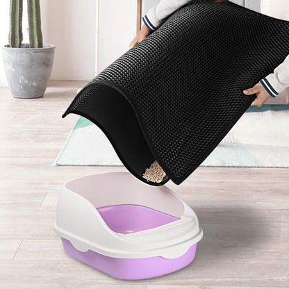 Premium Waterproof Double Layer Cat Litter Mat with Honeycomb Design - Non-Slip, Washable EVA Pad for Effective Litter Trapping