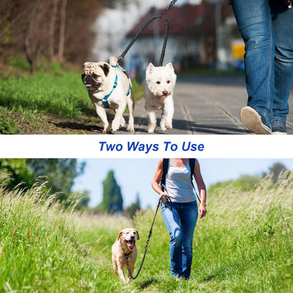 Pipidodo Dual Dog Leash with Shock Absorber and Tangle-Free 360° Swivel, Enhanced with Comfortable Padded Handle for No-Pull Walking of Two Dogs