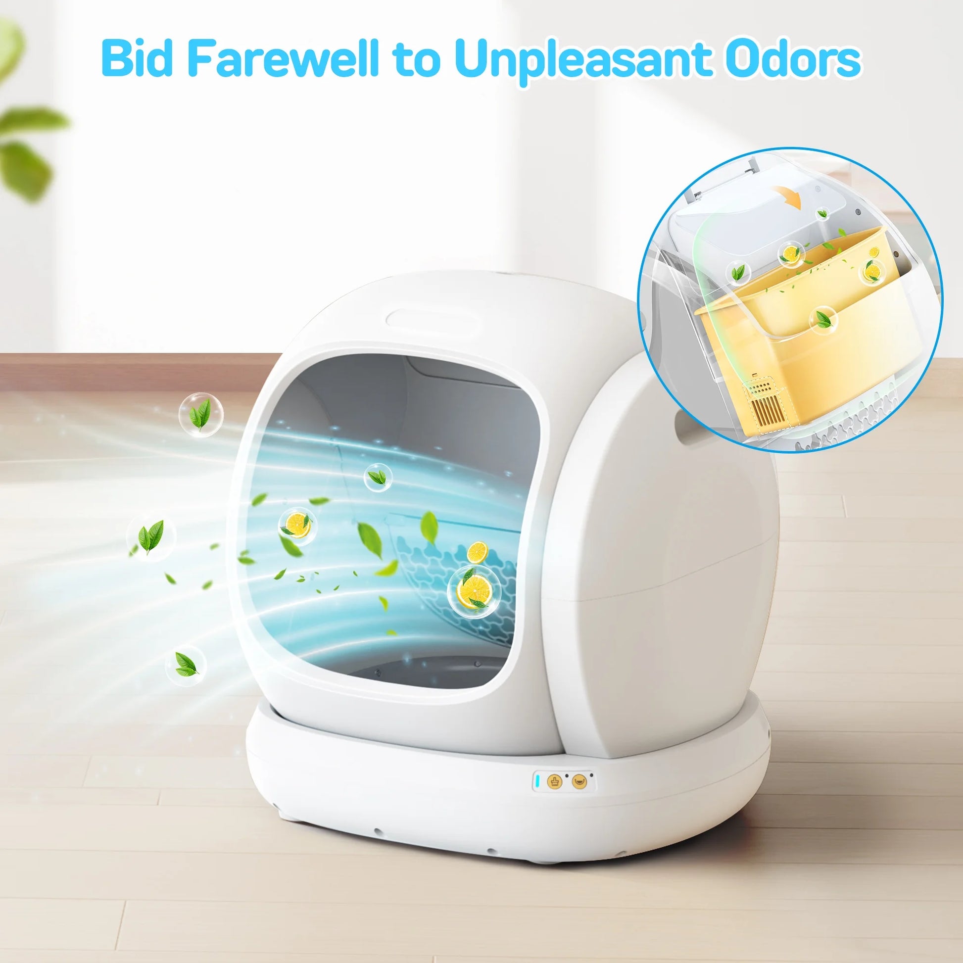 75L Smart Automatic Self-Cleaning Cat Litter Box with APP Control and Integrated Safety Features - White