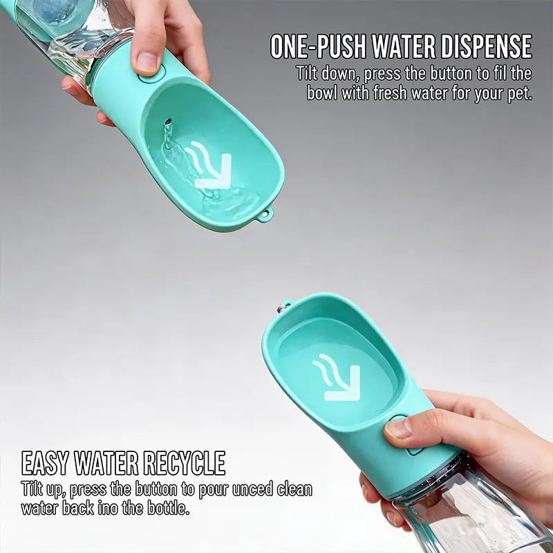 3-in-1 Portable Pet Water Bottle with Integrated Poop Bag Dispenser - 20 Oz Leak-Proof Container for Travel and Outdoor Activities