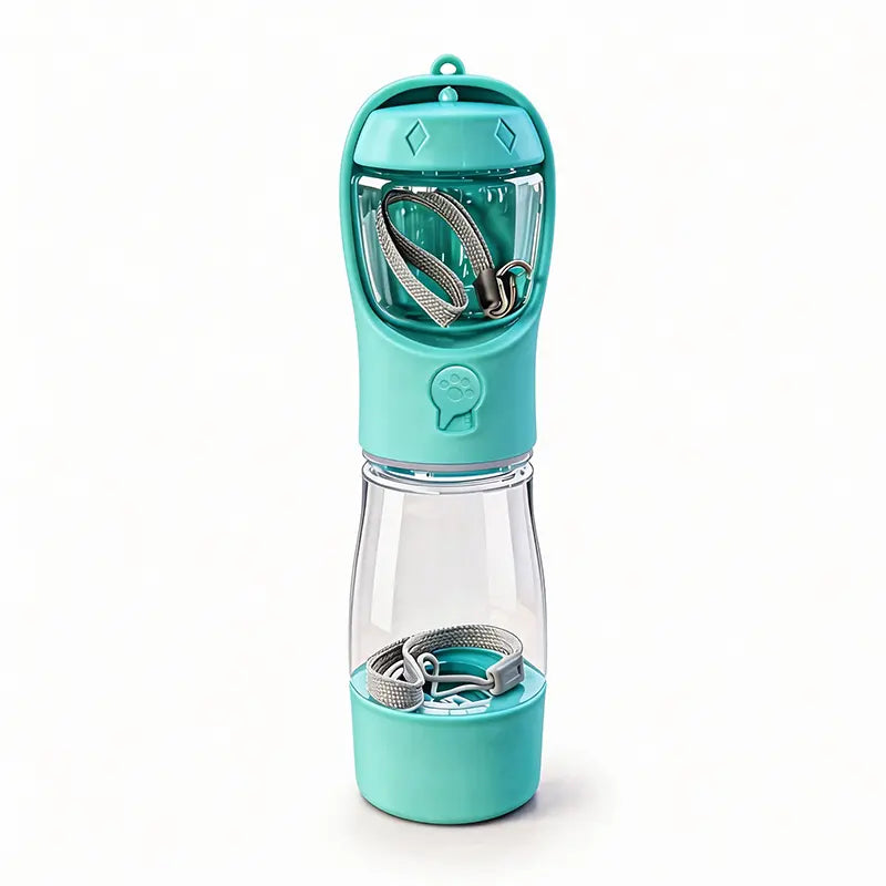 3-in-1 Portable Pet Water Bottle with Integrated Poop Bag Dispenser - 20 Oz Leak-Proof Container for Travel and Outdoor Activities