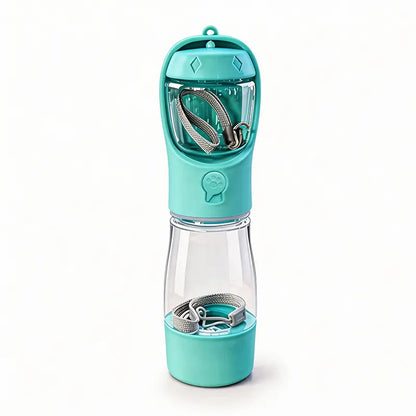 3-in-1 Portable Pet Water Bottle with Integrated Poop Bag Dispenser - 20 Oz Leak-Proof Container for Travel and Outdoor Activities