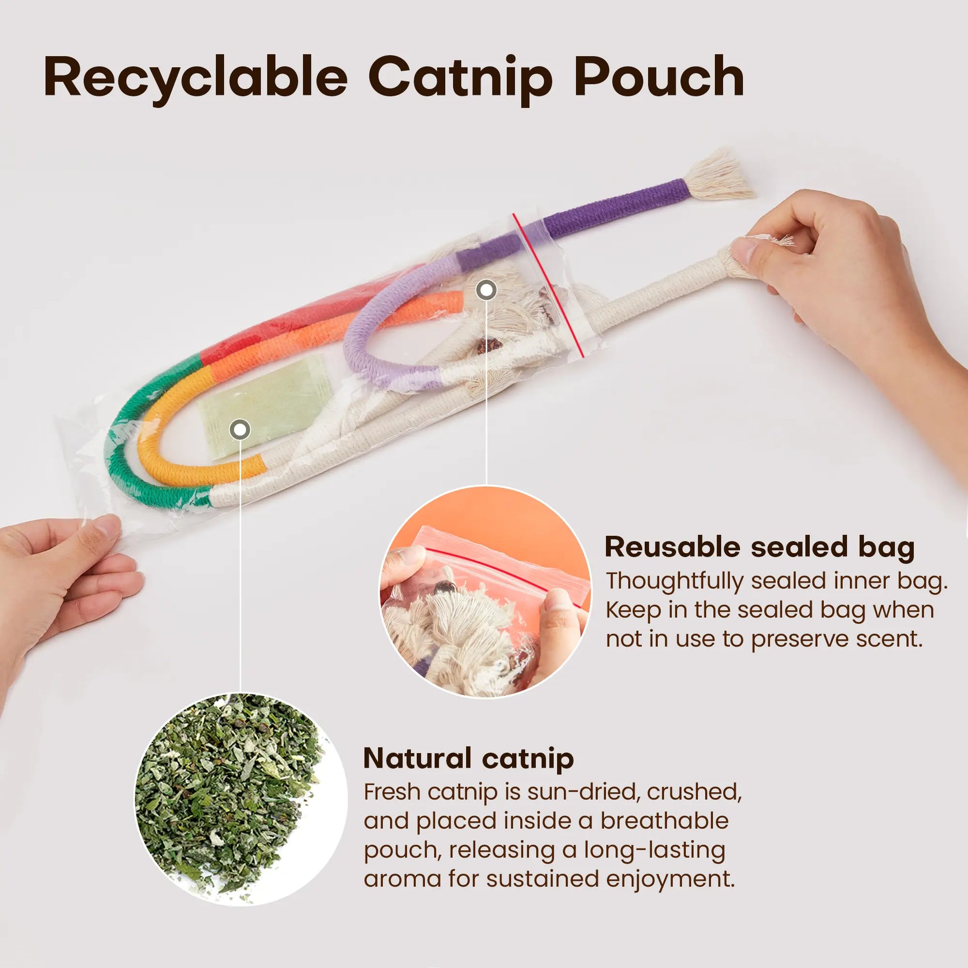 Potaroma 3-Piece Interactive Cat Chew Rope Toys for Safe Dental Care and Calming for Indoor Kittens