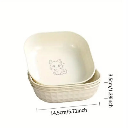 Set of 4 Durable Leak-Proof Cat Bowls - Anti-Fatigue Design for Easy Cleaning, Ideal for Indoor Use