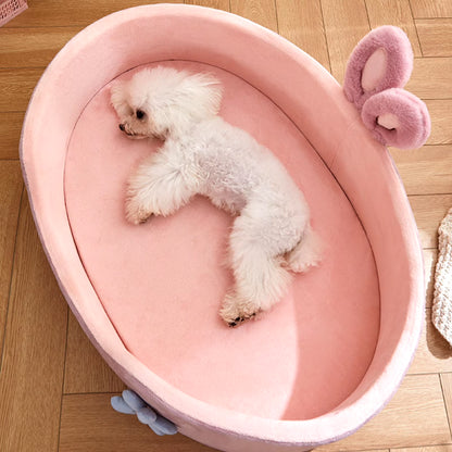 Detachable and Washable Pet Bed - Soft, Comfortable, and Warm Sleeping Solution for Dogs and Cats in All Seasons
