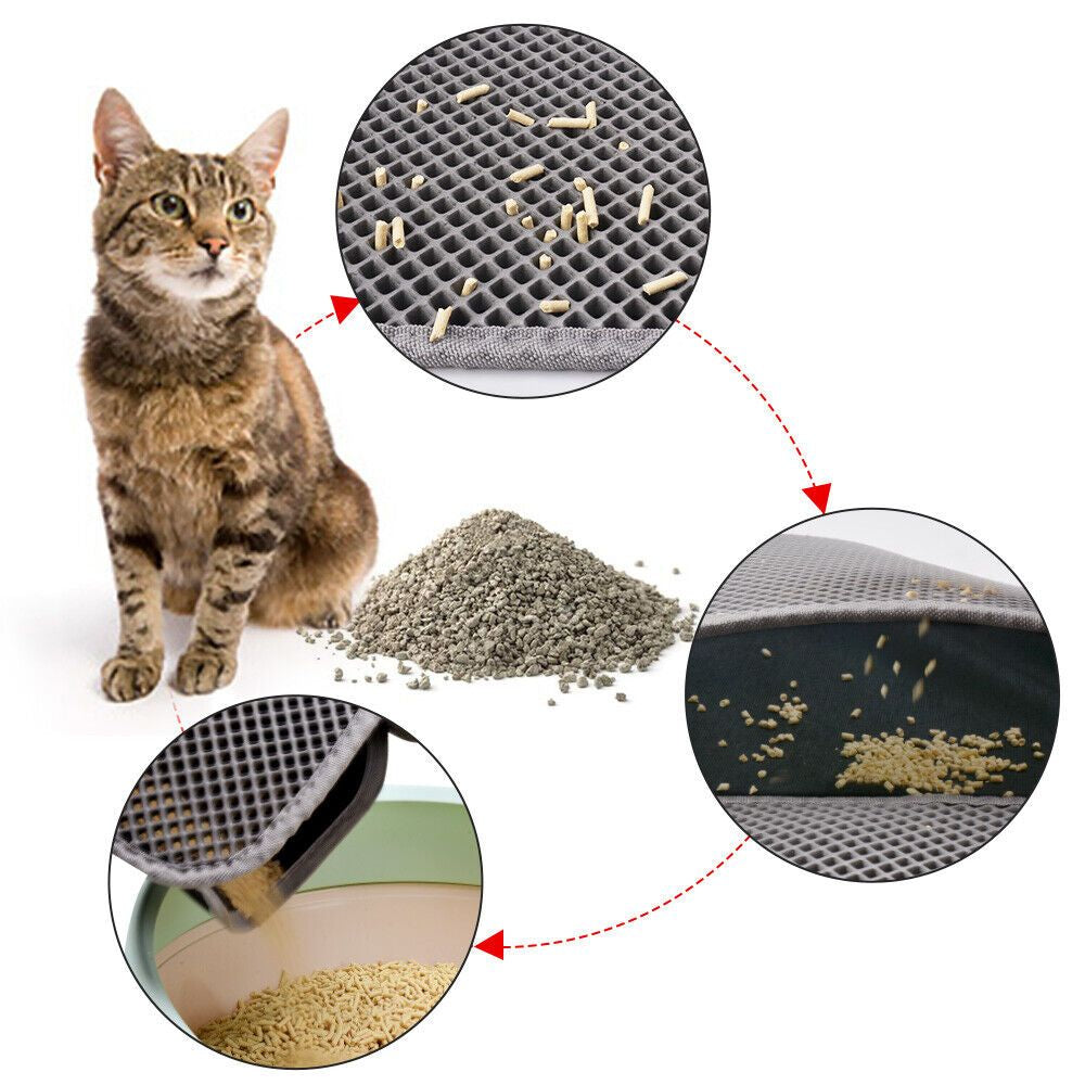 Premium Waterproof Double Layer Cat Litter Mat with Honeycomb Design - Non-Slip, Washable EVA Pad for Effective Litter Trapping
