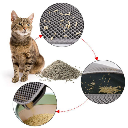 Premium Waterproof Double Layer Cat Litter Mat with Honeycomb Design - Non-Slip, Washable EVA Pad for Effective Litter Trapping