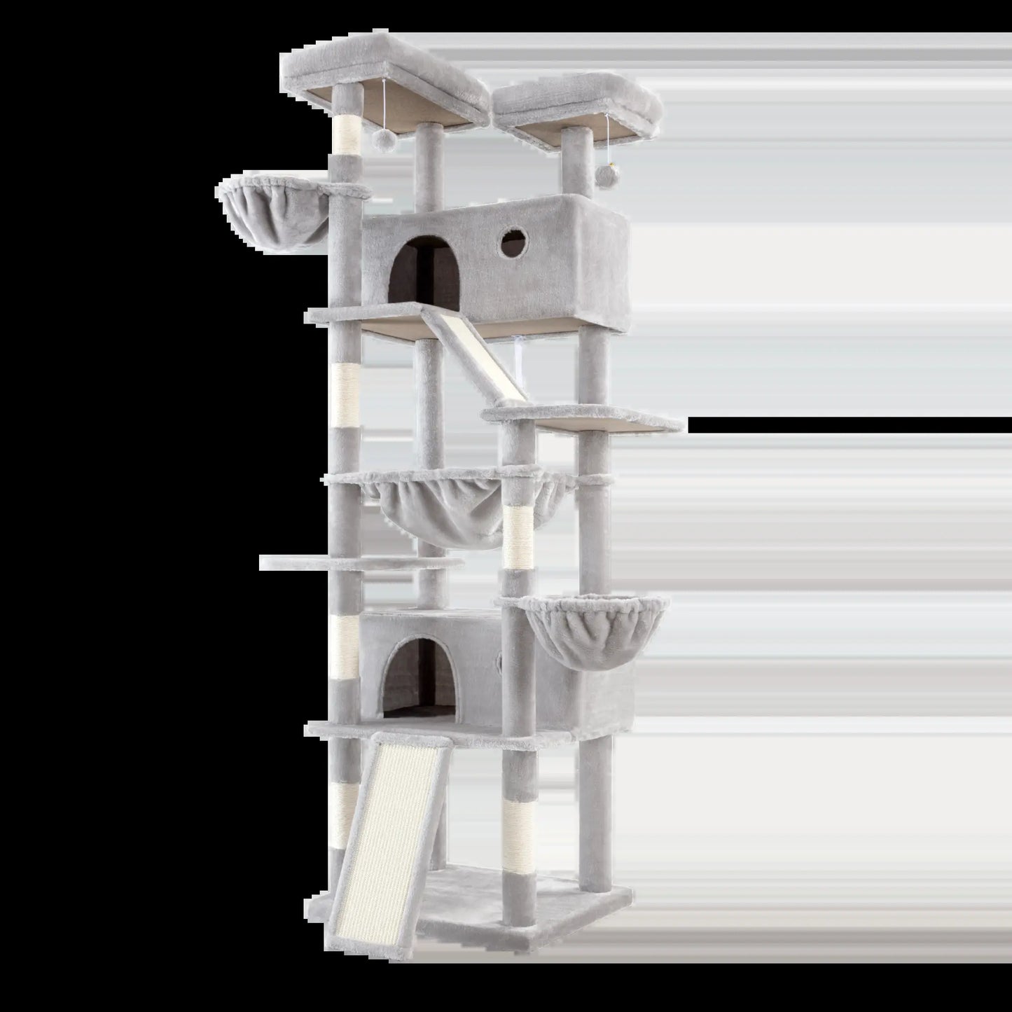 HOOMIC 81-Inch Large Cat Tree Tower - Multi-Level Climbing Structure with Condo, Hammock, and Scratching Post, Stable Base for Larger Cats, Available in Various Colors