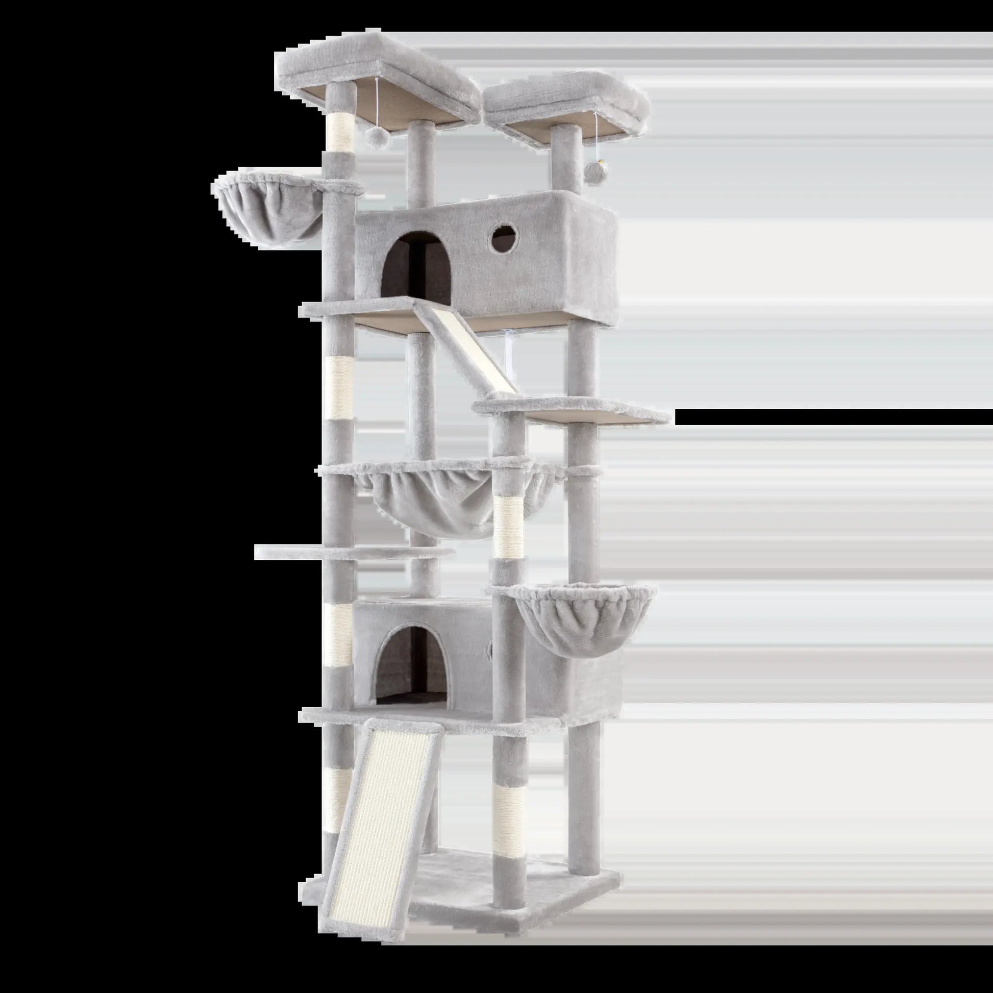 HOOMIC 81-Inch Large Cat Tree Tower - Multi-Level Climbing Structure with Condo, Hammock, and Scratching Post, Stable Base for Larger Cats, Available in Various Colors