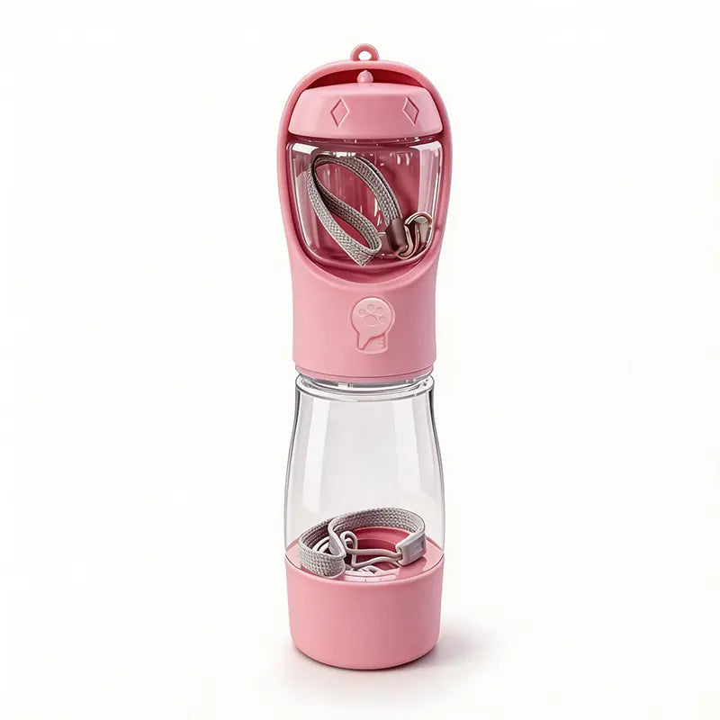 3-in-1 Portable Pet Water Bottle with Integrated Poop Bag Dispenser - 20 Oz Leak-Proof Container for Travel and Outdoor Activities