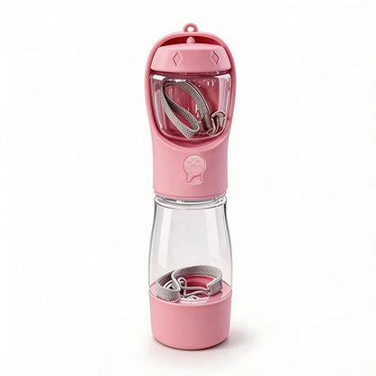 3-in-1 Portable Pet Water Bottle with Integrated Poop Bag Dispenser - 20 Oz Leak-Proof Container for Travel and Outdoor Activities