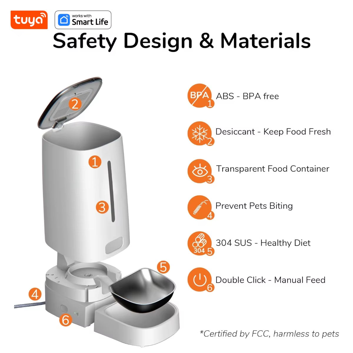 WiFi-Enabled Automatic Cat Feeder for Two Cats - 4L Capacity, App Control, Dual Stainless Steel Bowls, and Low Food Alerts
