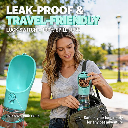 3-in-1 Portable Pet Water Bottle with Integrated Poop Bag Dispenser - 20 Oz Leak-Proof Container for Travel and Outdoor Activities