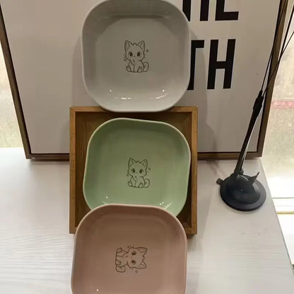 Set of 4 Durable Leak-Proof Cat Bowls - Anti-Fatigue Design for Easy Cleaning, Ideal for Indoor Use