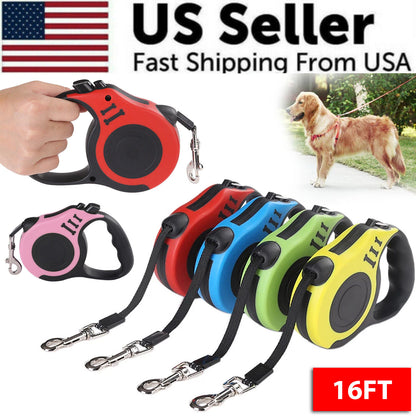 16.5FT Automatic Retractable Dog Leash with Pet Collar - Convenient Hands-Free Walking Solution - Complimentary Shipping within the US