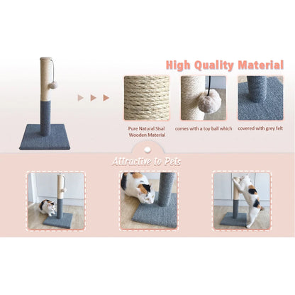 20-Inch Cat Scratching Post with Sisal Toy Board and Pad for Indoor Cats