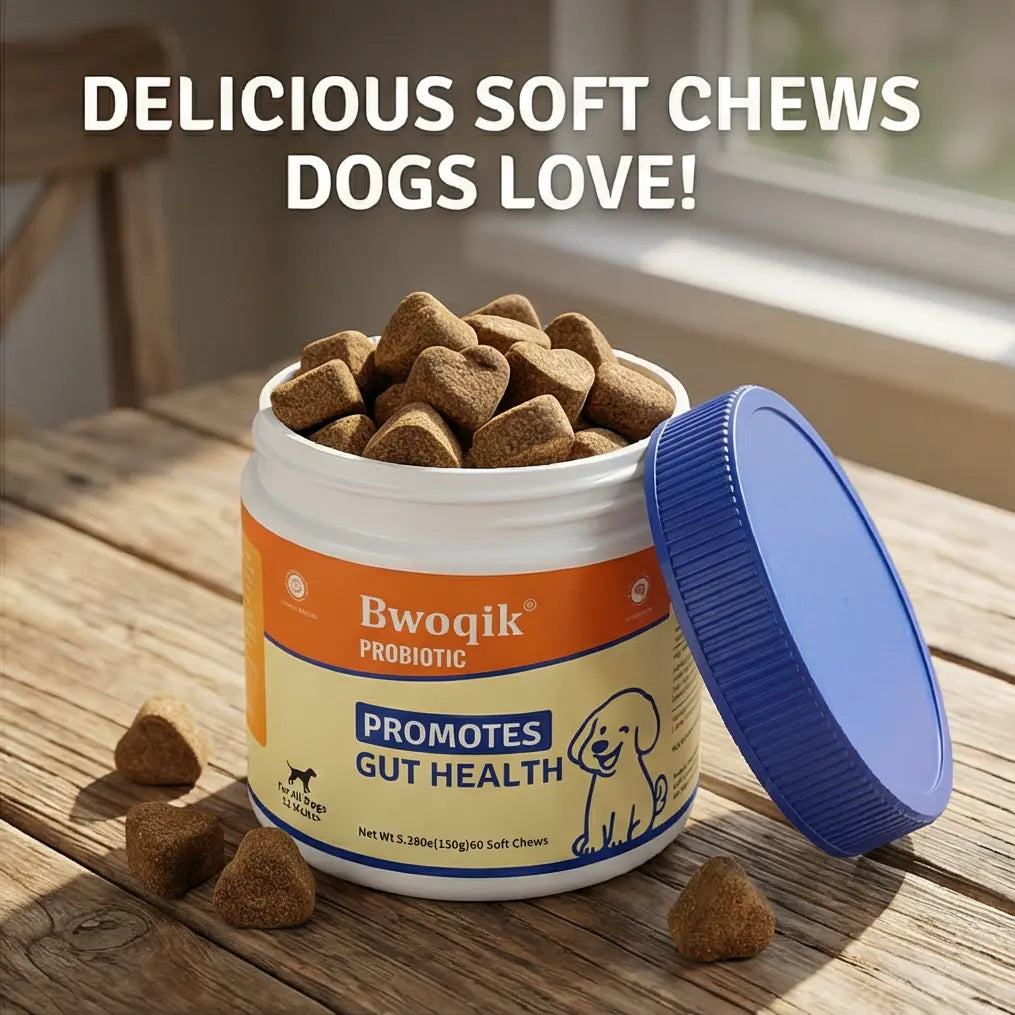 BWOQIK Pet Probiotics for Dogs and Cats - Omega-Enriched Supplement for Enhanced Digestive Health and Gut Wellness