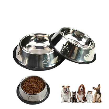 Stainless Steel Skidproof Pet Bowl Set - Anti-Ant Design for Dogs and Cats - Available in 6 Sizes