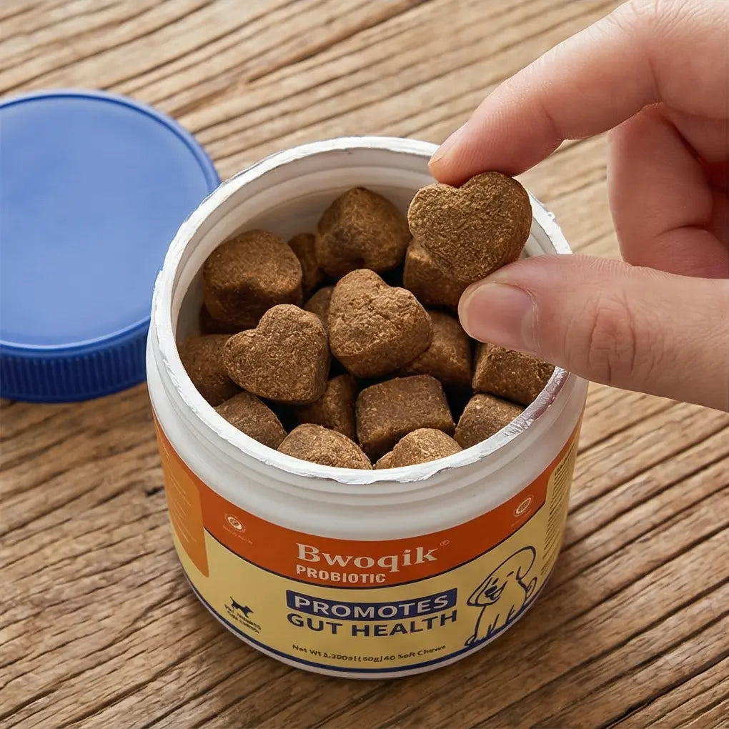 BWOQIK Pet Probiotics for Dogs and Cats - Omega-Enriched Supplement for Enhanced Digestive Health and Gut Wellness