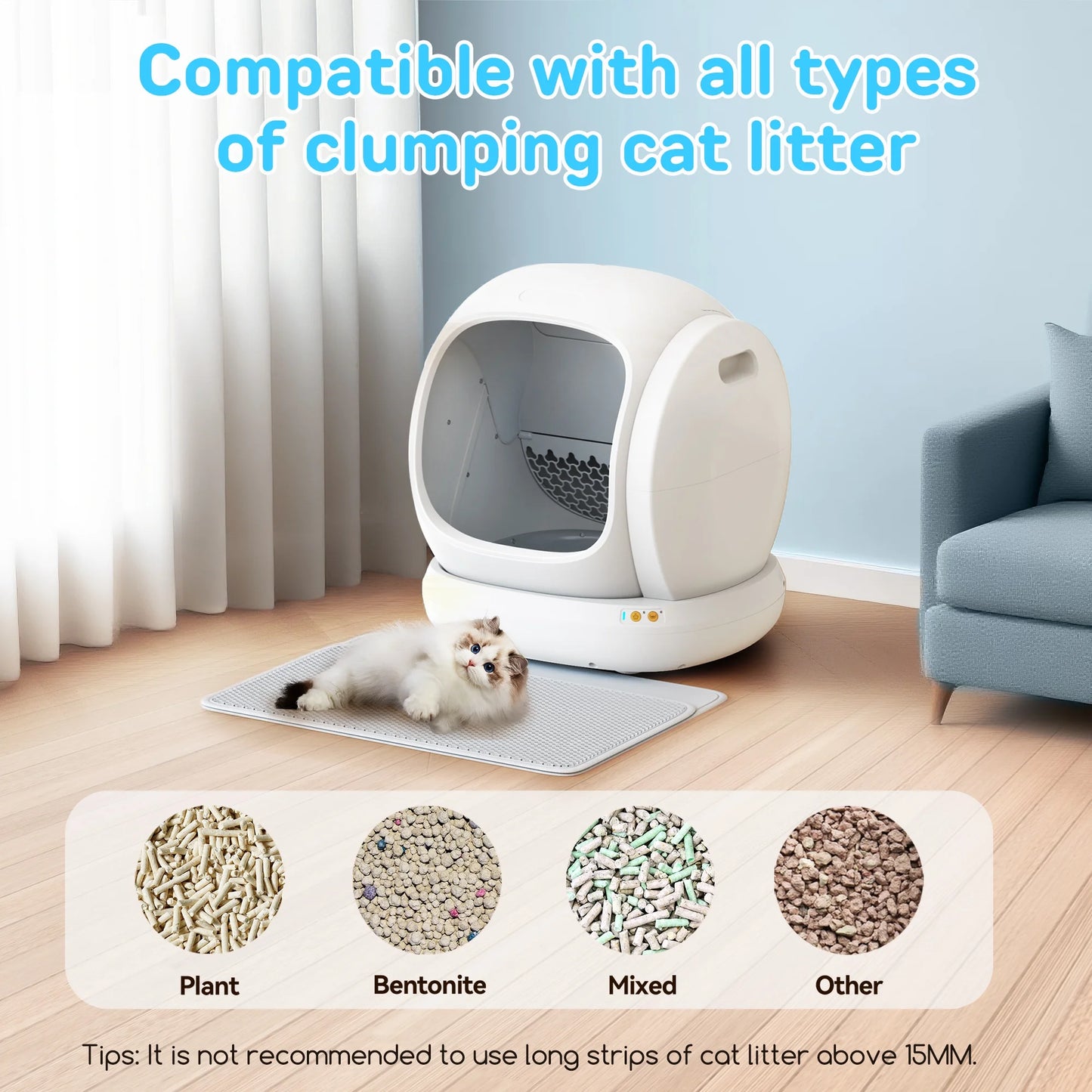 75L Smart Automatic Self-Cleaning Cat Litter Box with APP Control and Integrated Safety Features - White