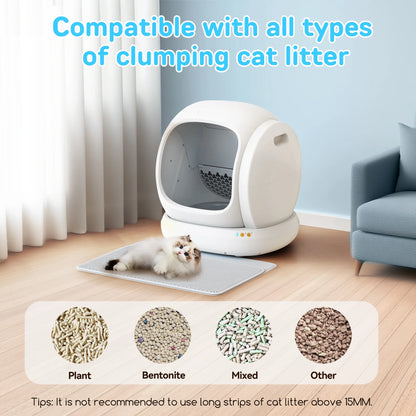 75L Smart Automatic Self-Cleaning Cat Litter Box with APP Control and Integrated Safety Features - White