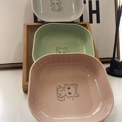 Set of 4 Durable Leak-Proof Cat Bowls - Anti-Fatigue Design for Easy Cleaning, Ideal for Indoor Use