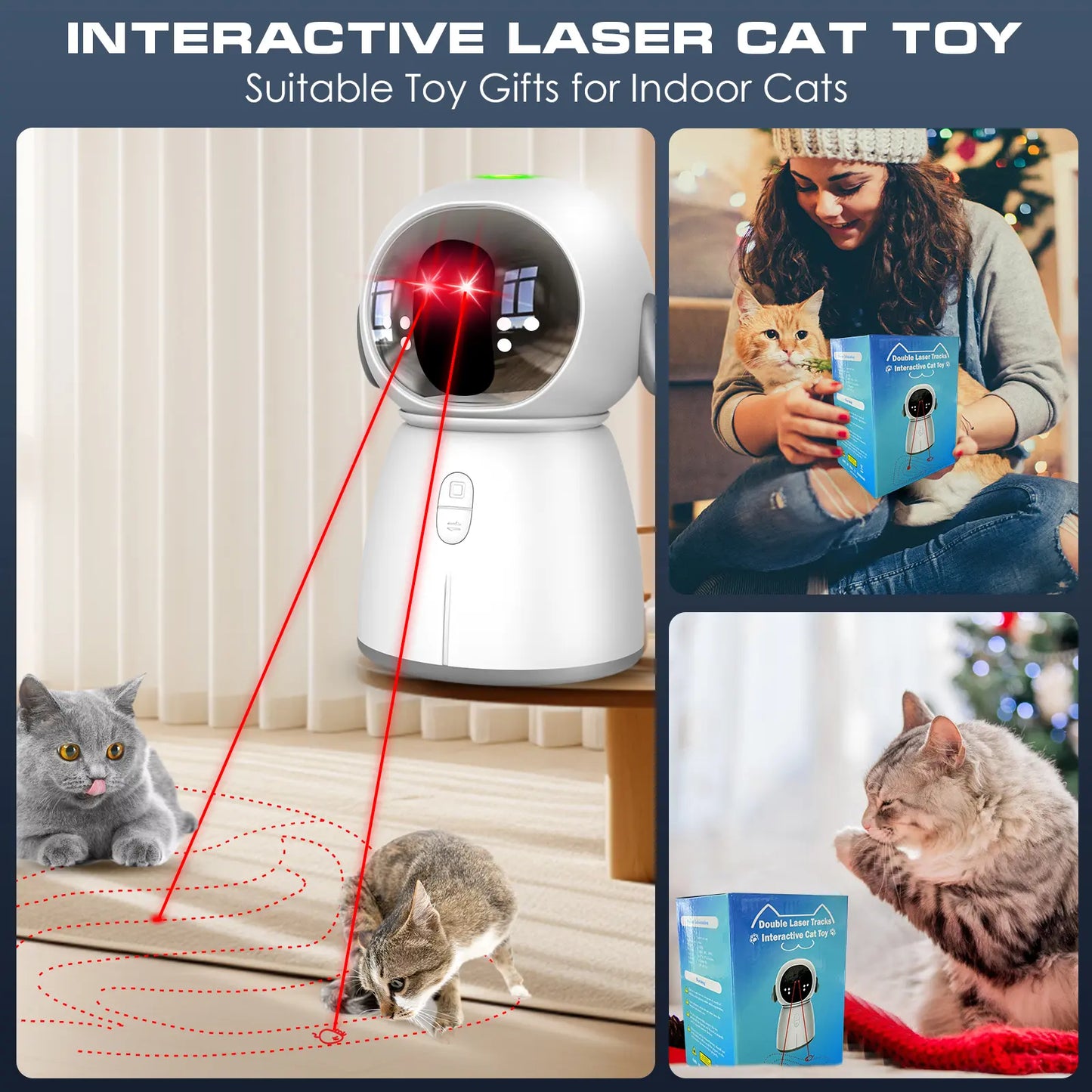 Interactive Rechargeable Cat Laser Toy 2026 - Motion Activated with Adjustable Angle and Dual Patterns for Engaging Indoor Play and Exercise for Cats and Kittens