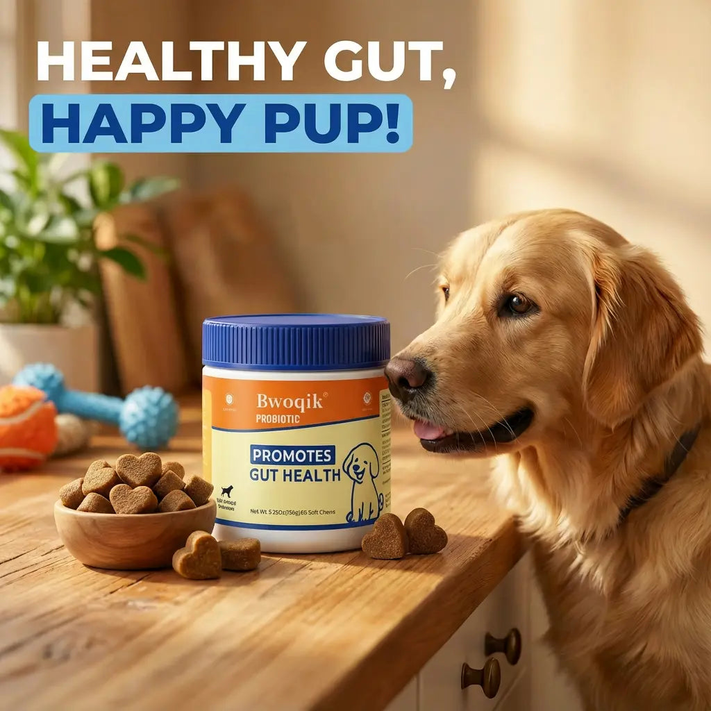 BWOQIK Pet Probiotics for Dogs and Cats - Omega-Enriched Supplement for Enhanced Digestive Health and Gut Wellness