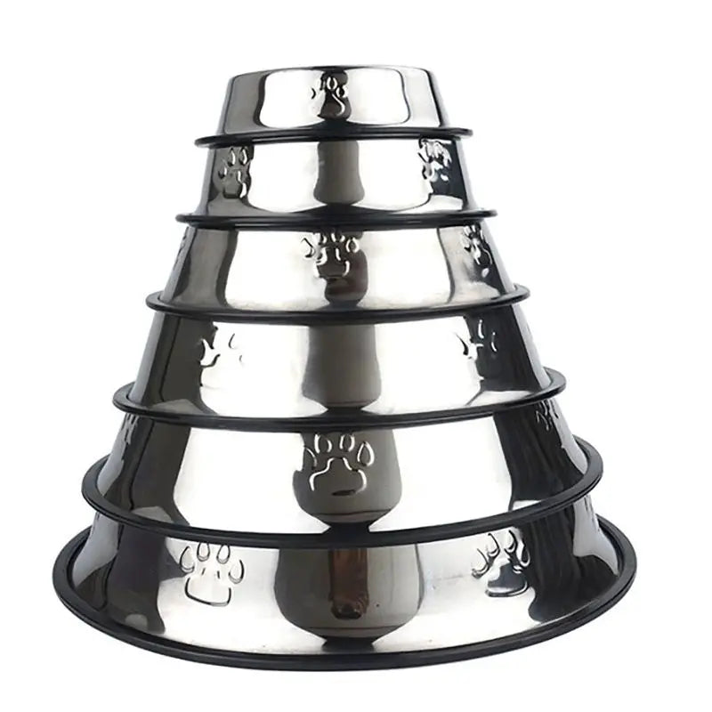 Stainless Steel Skidproof Pet Bowl Set - Anti-Ant Design for Dogs and Cats - Available in 6 Sizes