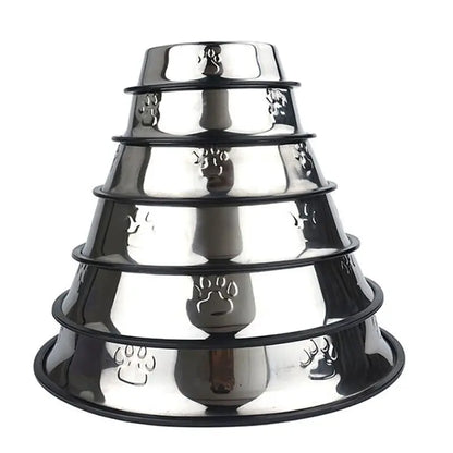 Stainless Steel Skidproof Pet Bowl Set - Anti-Ant Design for Dogs and Cats - Available in 6 Sizes